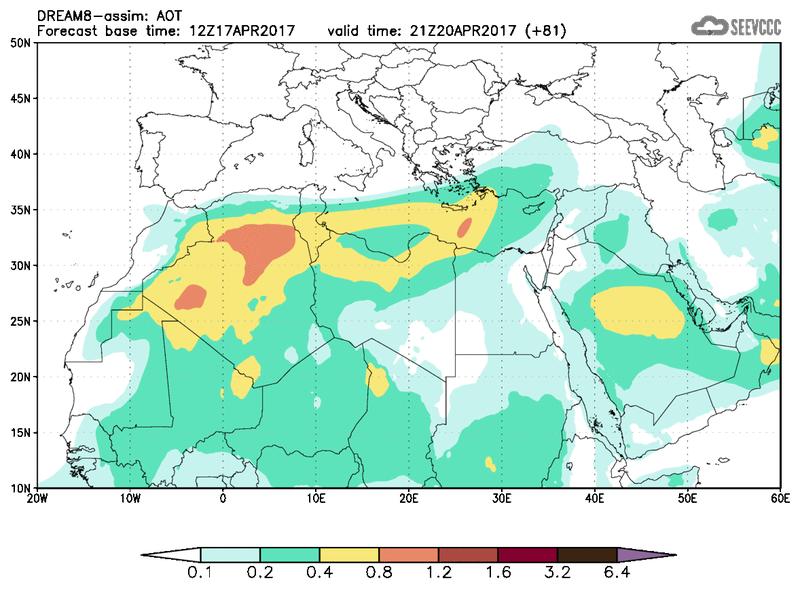 Aerosol optical depth at T69