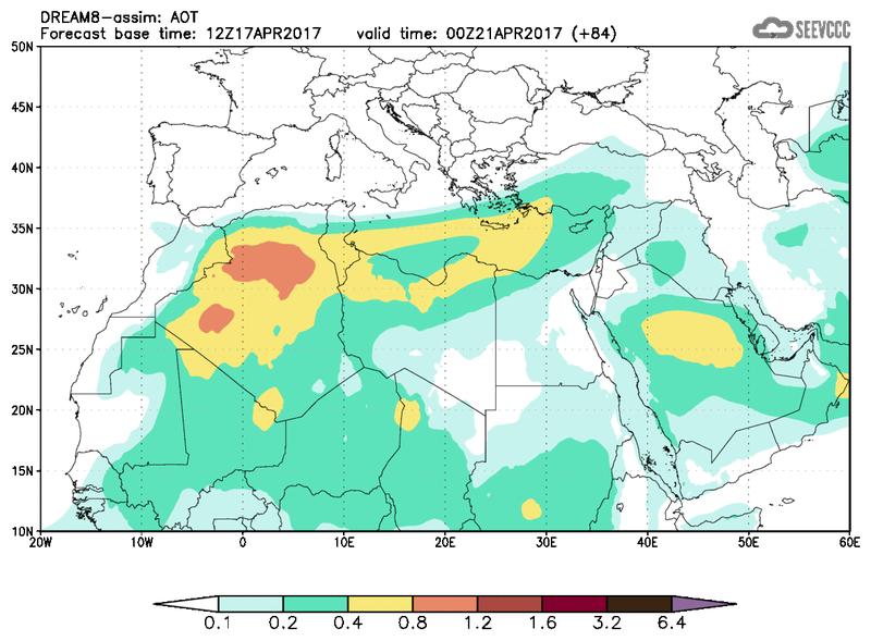 Aerosol optical depth at T72