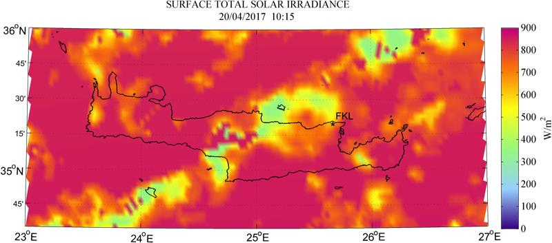 Surface total solar irradiance - 2017-04-20 10:15