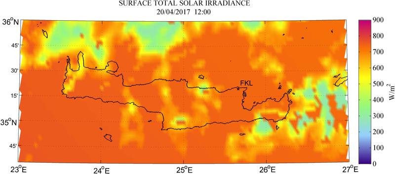 Surface total solar irradiance - 2017-04-20 12:00