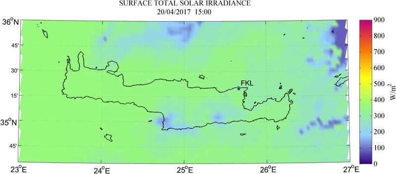 Surface total solar irradiance - 2017-04-20 15:00