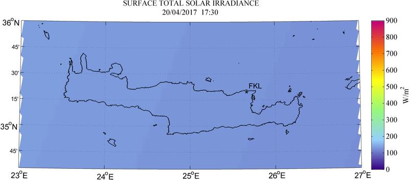 Surface total solar irradiance - 2017-04-20 17:30