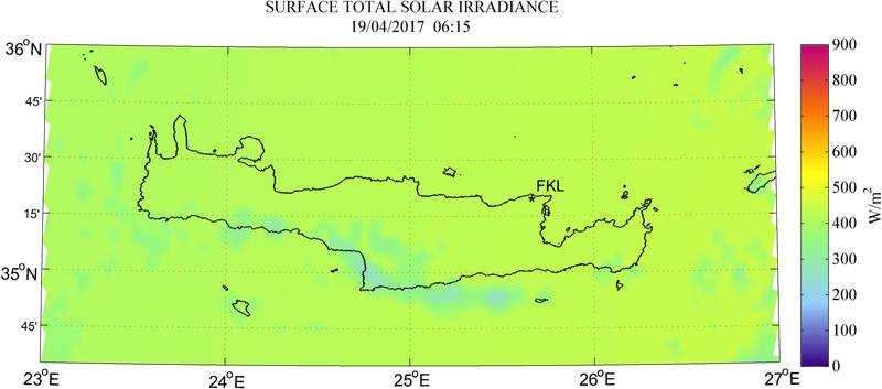 Surface total solar irradiance - 2017-04-19 06:15