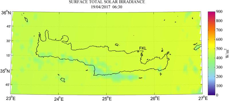 Surface total solar irradiance - 2017-04-19 06:30