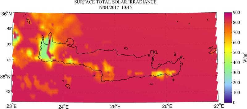 Surface total solar irradiance - 2017-04-19 10:45