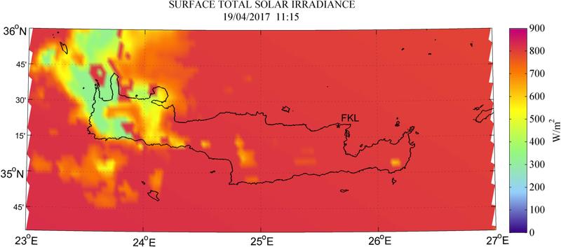 Surface total solar irradiance - 2017-04-19 11:15