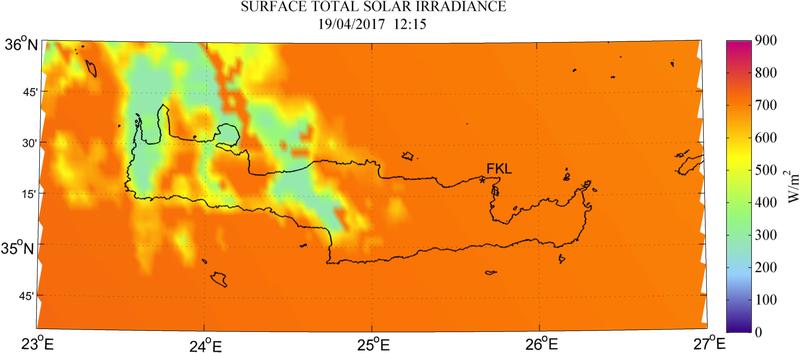 Surface total solar irradiance - 2017-04-19 12:15