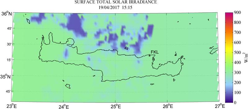 Surface total solar irradiance - 2017-04-19 15:15