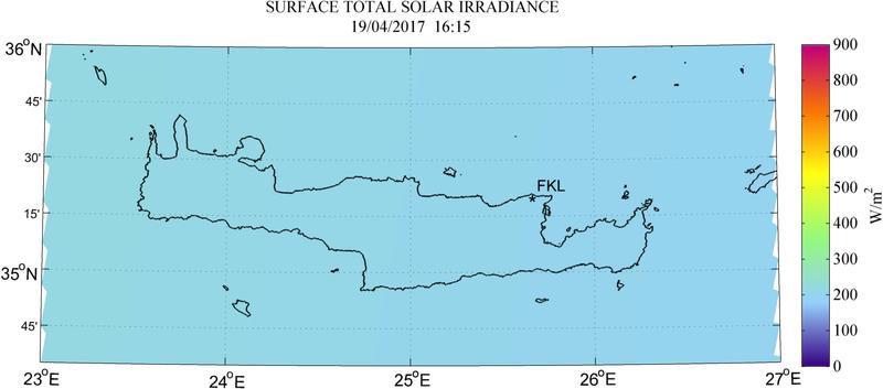 Surface total solar irradiance - 2017-04-19 16:15