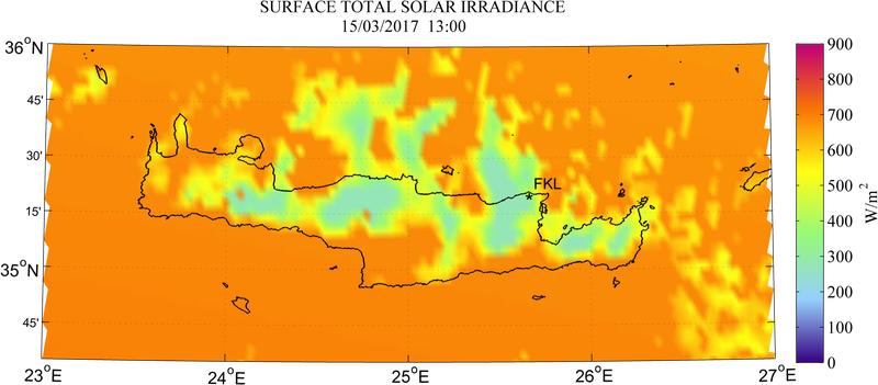 Surface total solar irradiance - 2017-03-15 11:00