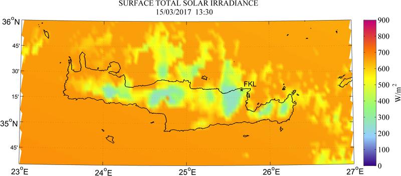 Surface total solar irradiance - 2017-03-15 11:30