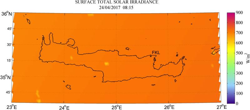 Surface total solar irradiance - 2017-04-24 08:15