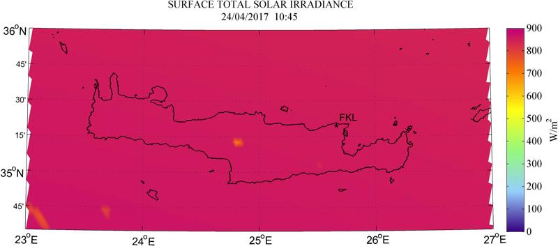 Surface total solar irradiance - 2017-04-24 10:45