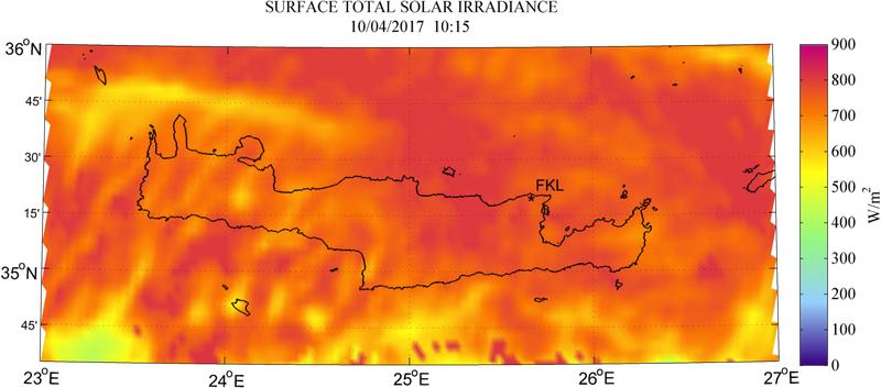 Surface total solar irradiance - 2017-04-10 10:15