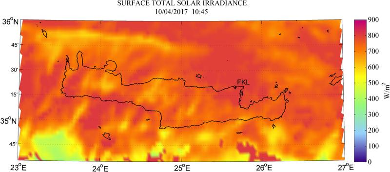 Surface total solar irradiance - 2017-04-10 10:45