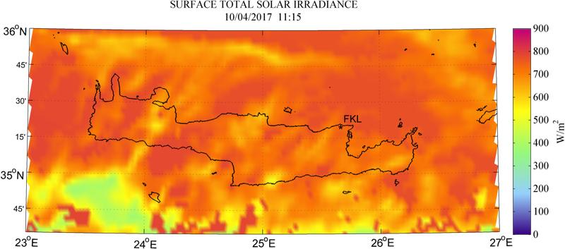 Surface total solar irradiance - 2017-04-10 11:15