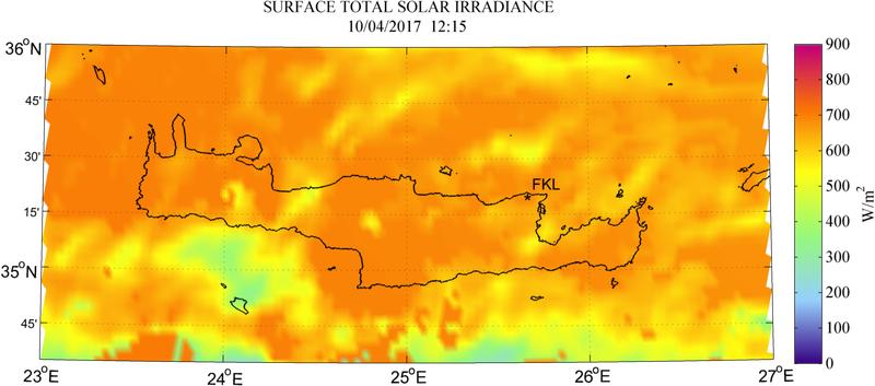 Surface total solar irradiance - 2017-04-10 12:15