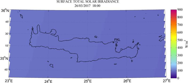 Surface total solar irradiance - 2017-03-26 18:00