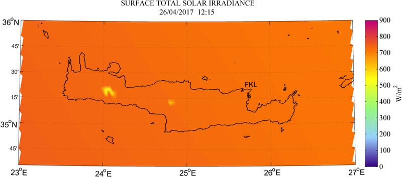 Surface total solar irradiance - 2017-04-26 12:15