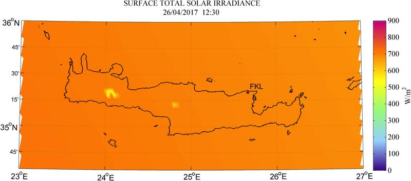 Surface total solar irradiance - 2017-04-26 12:30