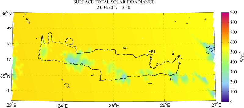 Surface total solar irradiance - 2017-04-23 13:30