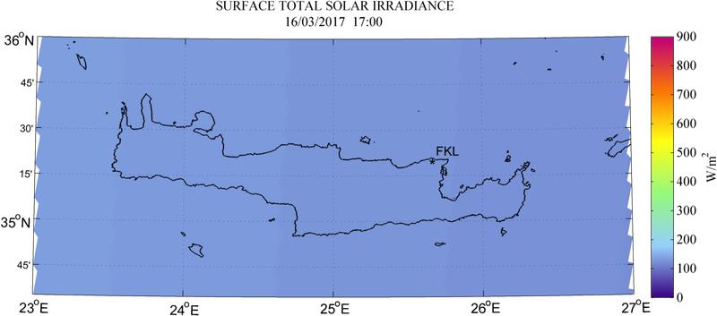 Surface total solar irradiance - 2017-03-16 17:00
