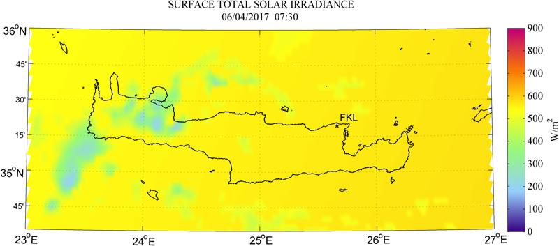 Surface total solar irradiance - 2017-04-06 07:30