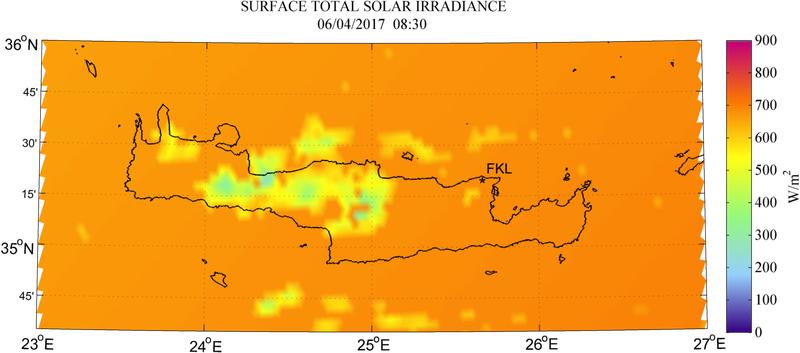 Surface total solar irradiance - 2017-04-06 08:30