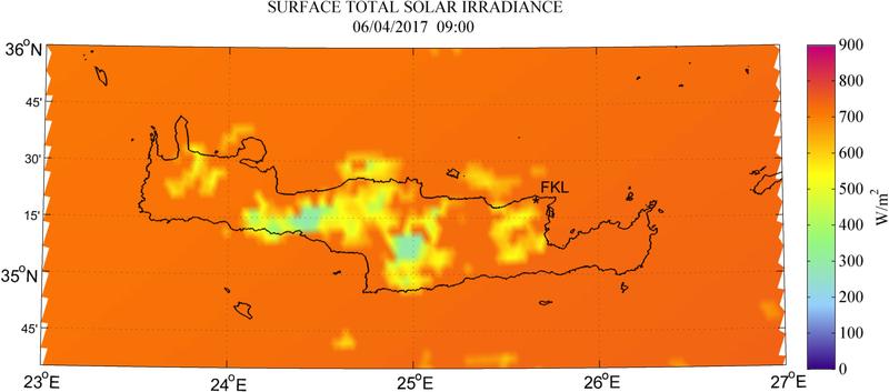 Surface total solar irradiance - 2017-04-06 09:00