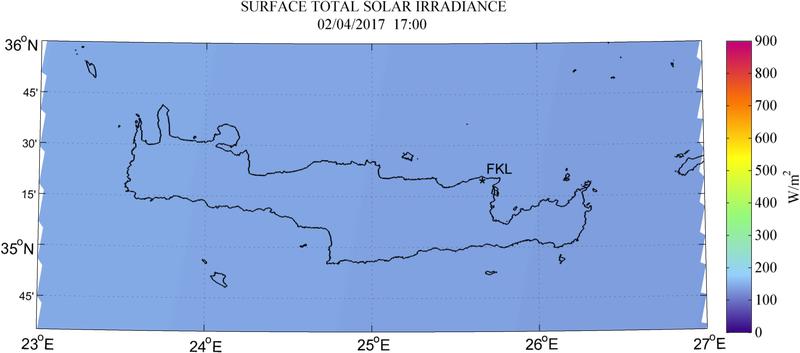 Surface total solar irradiance - 2017-04-02 17:00