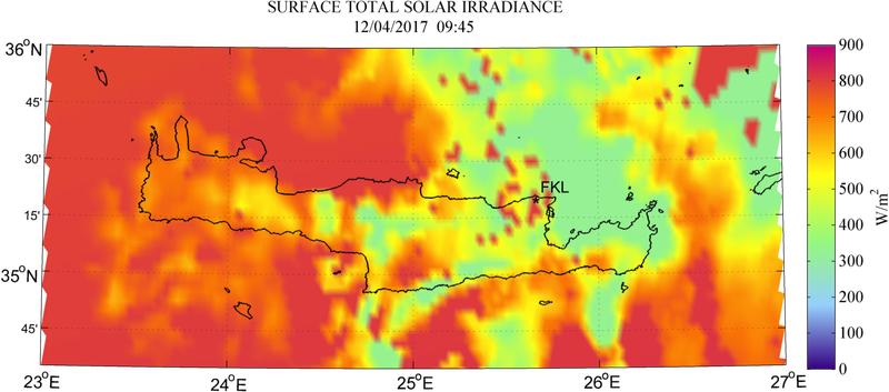 Surface total solar irradiance - 2017-04-12 09:45