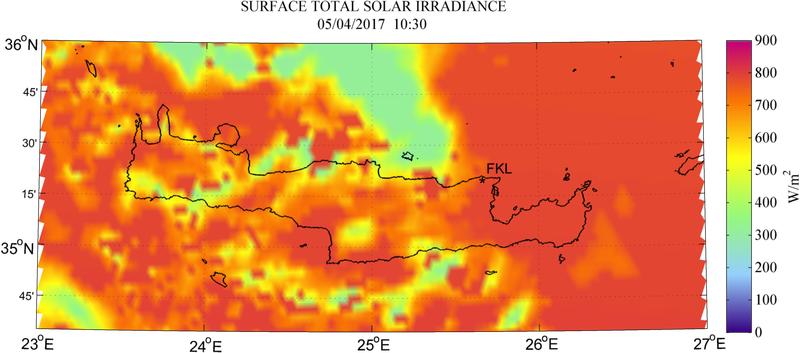 Surface total solar irradiance - 2017-04-05 10:30