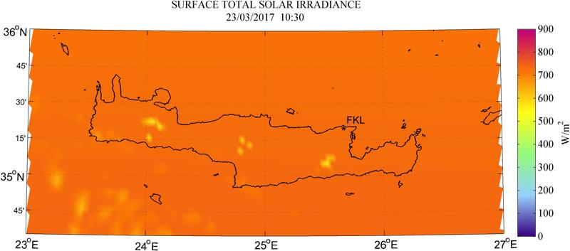 Surface total solar irradiance - 2017-03-23 10:30