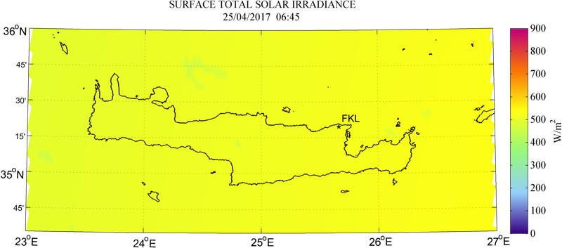 Surface total solar irradiance - 2017-04-25 06:45