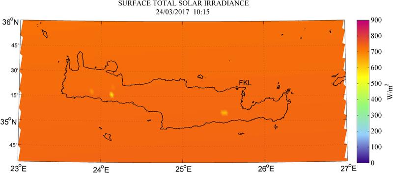 Surface total solar irradiance - 2017-03-24 10:15