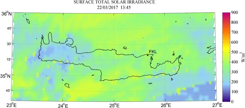 Surface total solar irradiance - 2017-03-22 13:45