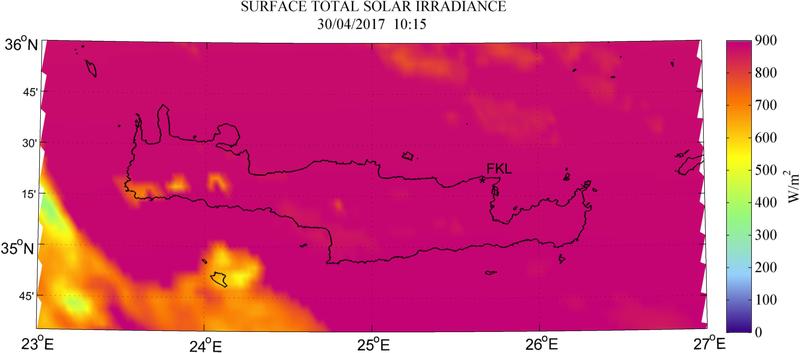 Surface total solar irradiance - 2017-04-30 10:15