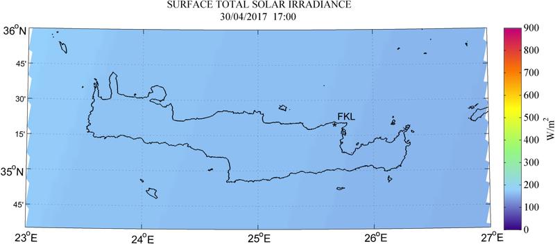 Surface total solar irradiance - 2017-04-30 17:00