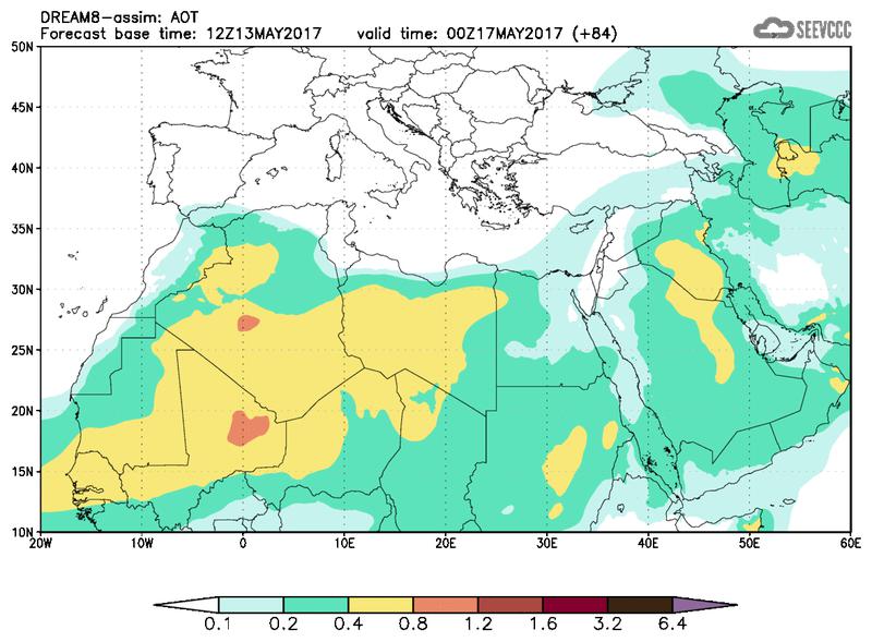 Aerosol optical depth at T72