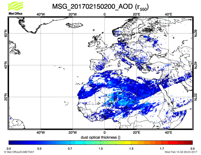 Aerosol Optical Depth - 2017-02-15 02:00