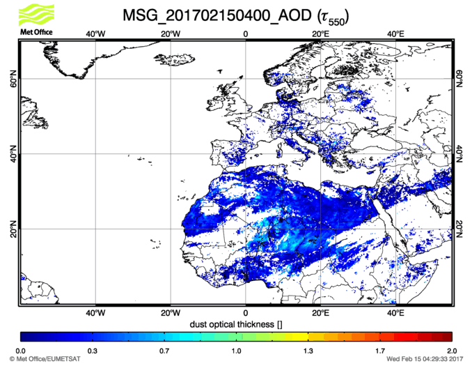 Aerosol Optical Depth - 2017-02-15 04:00