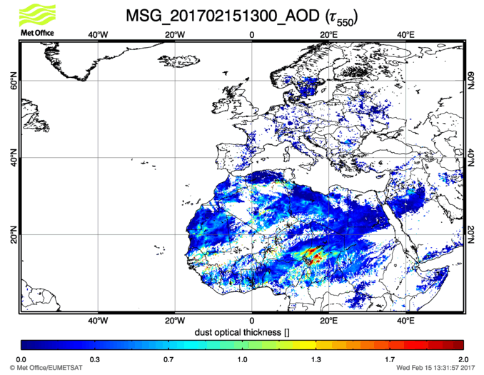 Aerosol Optical Depth - 2017-02-15 13:00