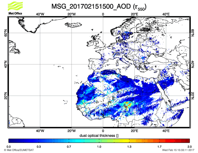 Aerosol Optical Depth - 2017-02-15 15:00