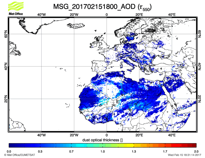 Aerosol Optical Depth - 2017-02-15 18:00