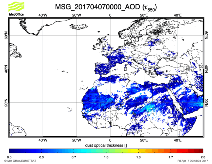 Aerosol Optical Depth - 2017-04-07 00:00