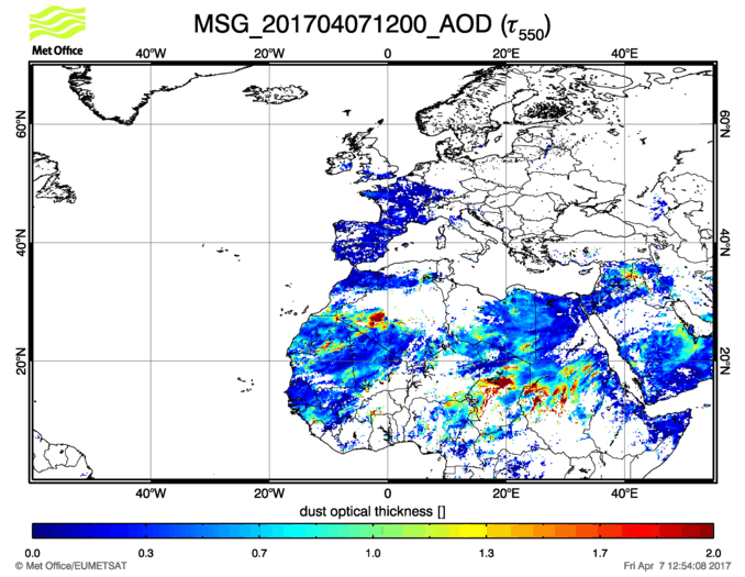 Aerosol Optical Depth - 2017-04-07 12:00