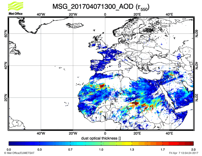 Aerosol Optical Depth - 2017-04-07 13:00