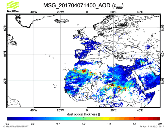 Aerosol Optical Depth - 2017-04-07 14:00