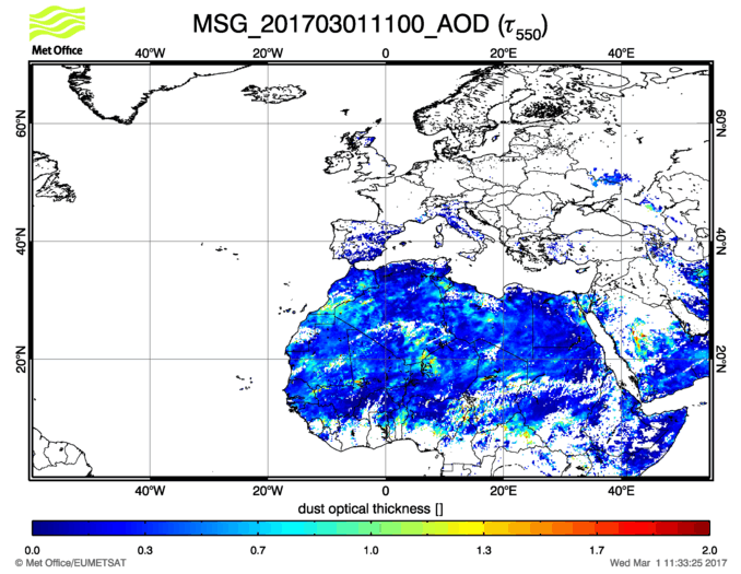 Aerosol Optical Depth - 2017-03-01 11:00