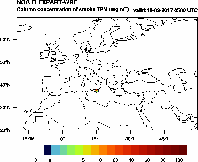 Column concentration of smoke TPM - 2017-03-18 05:00